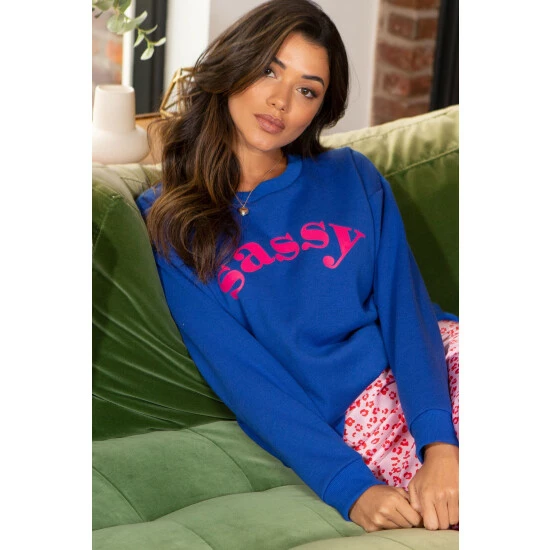 Pour Moi Blue Slogan Sweatshirt 3 Pour Moi Blue Slogan Sweatshirt - Image 3