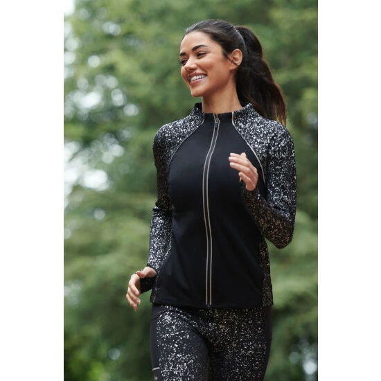 Pour Moi Black Energy Reflective Long Sleeved Zip Through Running Top 1 Pour Moi Black Energy Reflective Long Sleeved Zip Through Running Top