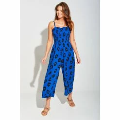 Pour Moi Shop 8 Pour Moi Blue Shirred Bodice Culotte Jumpsuit