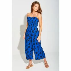 Pour Moi Blue Shirred Bodice Culotte Jumpsuit -Pour Moi Shop unnamed file 5040
