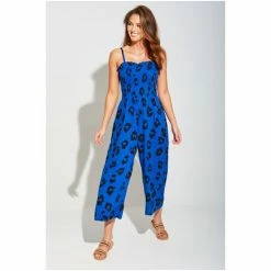 Pour Moi Blue Shirred Bodice Culotte Jumpsuit -Pour Moi Shop unnamed file 5043