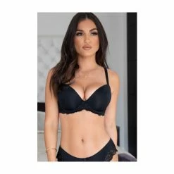 Pour Moi Black Forever Fiore Plunge Push Up T Shirt Bra